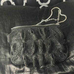Zara ruffles sparkly formal bag with chain